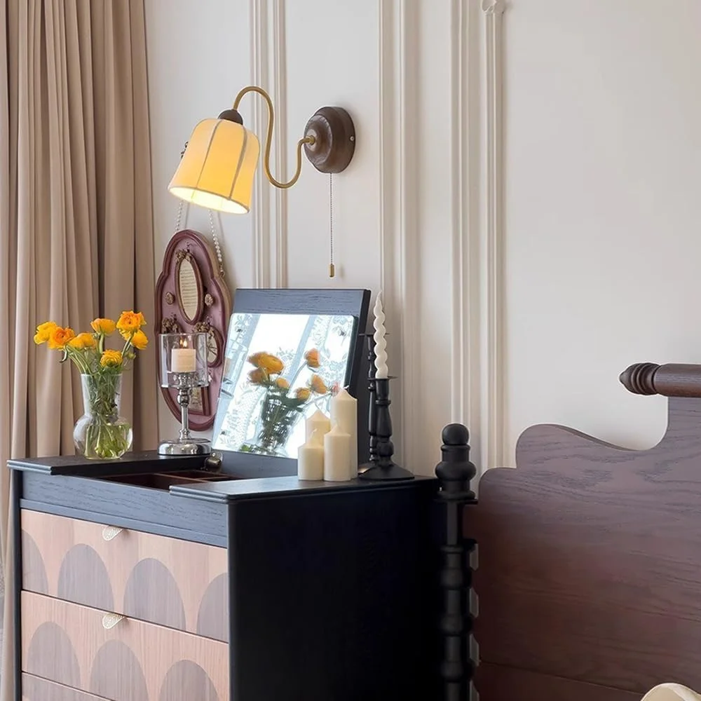 چراغ دیواری پارچه ای، دکور هنری فرانسوی با کلید کششی، چراغ دیواری گردن غازی با روکش برنجی عتیقه، چراغ های دیواری برای اتاق نشیمن، اتاق خواب، کنار تخت، مطالعه چراغ دیواری پارچه ای، دکور هنری فرانسوی با کلید کششی، چراغ دیواری گردن غازی با روکش برنجی عتیقه، چراغ های دیواری برای اتاق نشیمن، اتاق خواب، کنار تخت، مطالعه