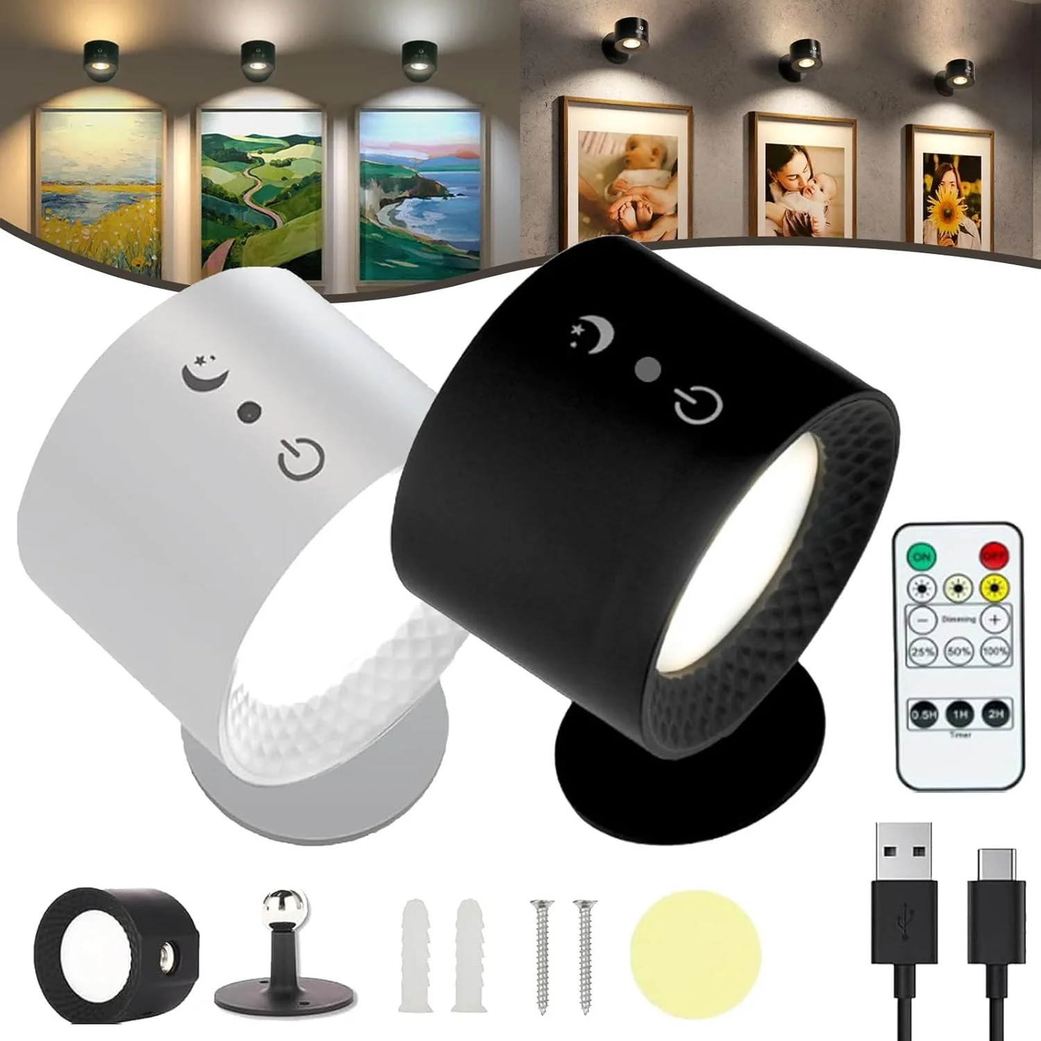 چراغ های Glowright، چراغ داخلی همه جا Glowright 2.0، لامپ دیواری LED مغناطیسی چند منظوره با چرخش 360 درجه همراه با ریموت، 3 سطح روشنایی قابل تنظیم برای میزها، اتاق نشیمن و اتاق خواب (2 عدد - A) چراغ های Glowright، چراغ داخلی همه جا Glowright 2.0، لامپ دیواری LED مغناطیسی چند منظوره با چرخش 360 درجه همراه با ریموت، 3 سطح روشنایی قابل تنظیم برای میزها، اتاق نشیمن و اتاق خواب (2 عدد - A)