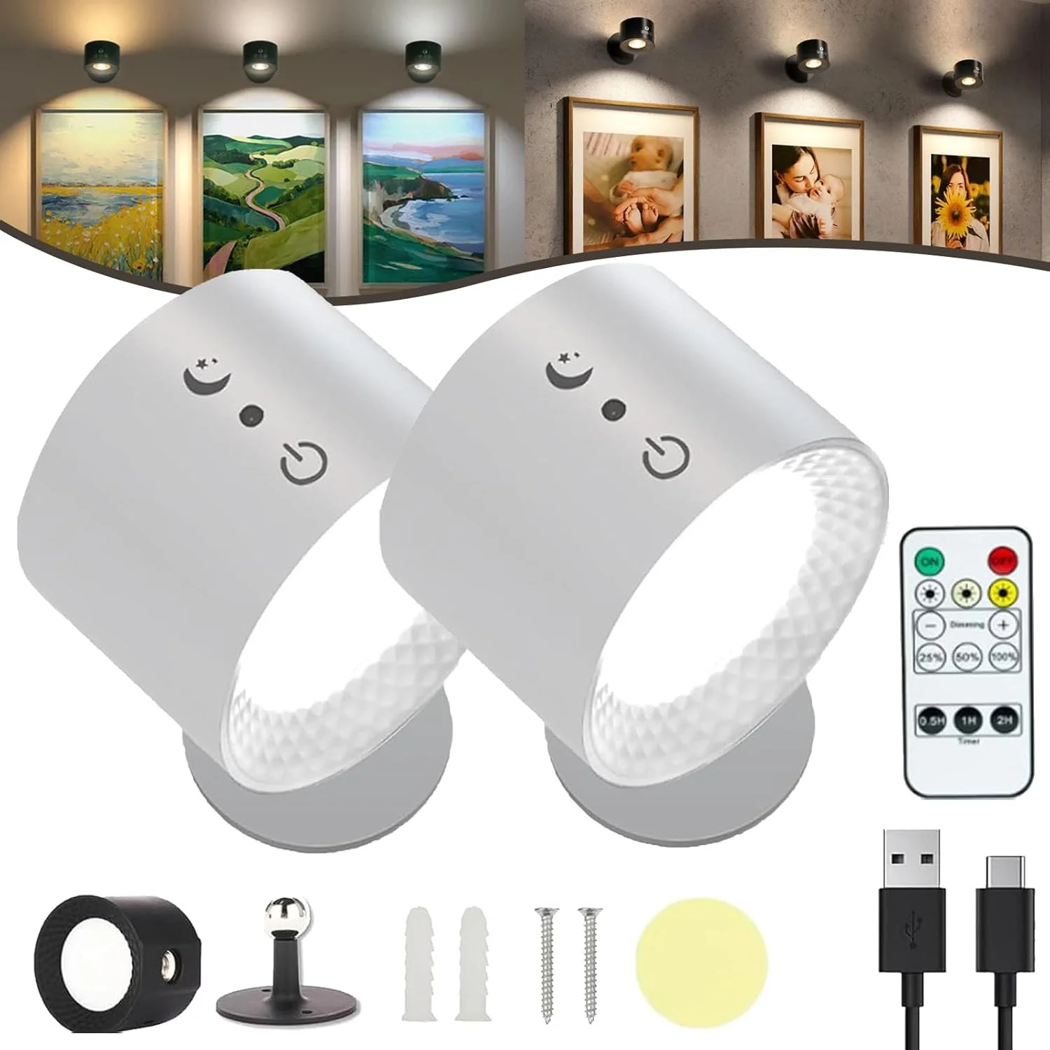 چراغ های Glowright، چراغ داخلی Glowright Everywhere Light 2.0، لامپ دیواری LED مغناطیسی چند منظوره با چرخش 360 درجه با کنترل از راه دور، 3 سطح روشنایی قابل تنظیم برای میزها، اتاق نشیمن، اتاق خواب (2 عدد - D) چراغ های Glowright، چراغ داخلی Glowright Everywhere Light 2.0، لامپ دیواری LED مغناطیسی چند منظوره با چرخش 360 درجه با کنترل از راه دور، 3 سطح روشنایی قابل تنظیم برای میزها، اتاق نشیمن، اتاق خواب (2 عدد - D)