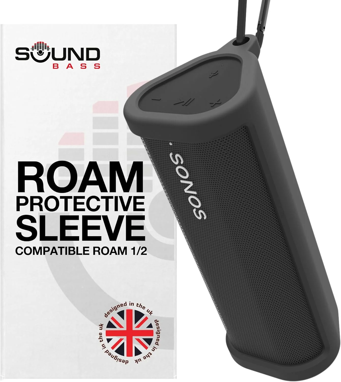 کیف سیلیکونی محافظتی سنگین برای Sonos Roam و Roam SL | مشکی | از اسپیکر بلوتوثی بی‌سیم خود با استفاده از این کاور/آستین محافظت کنید