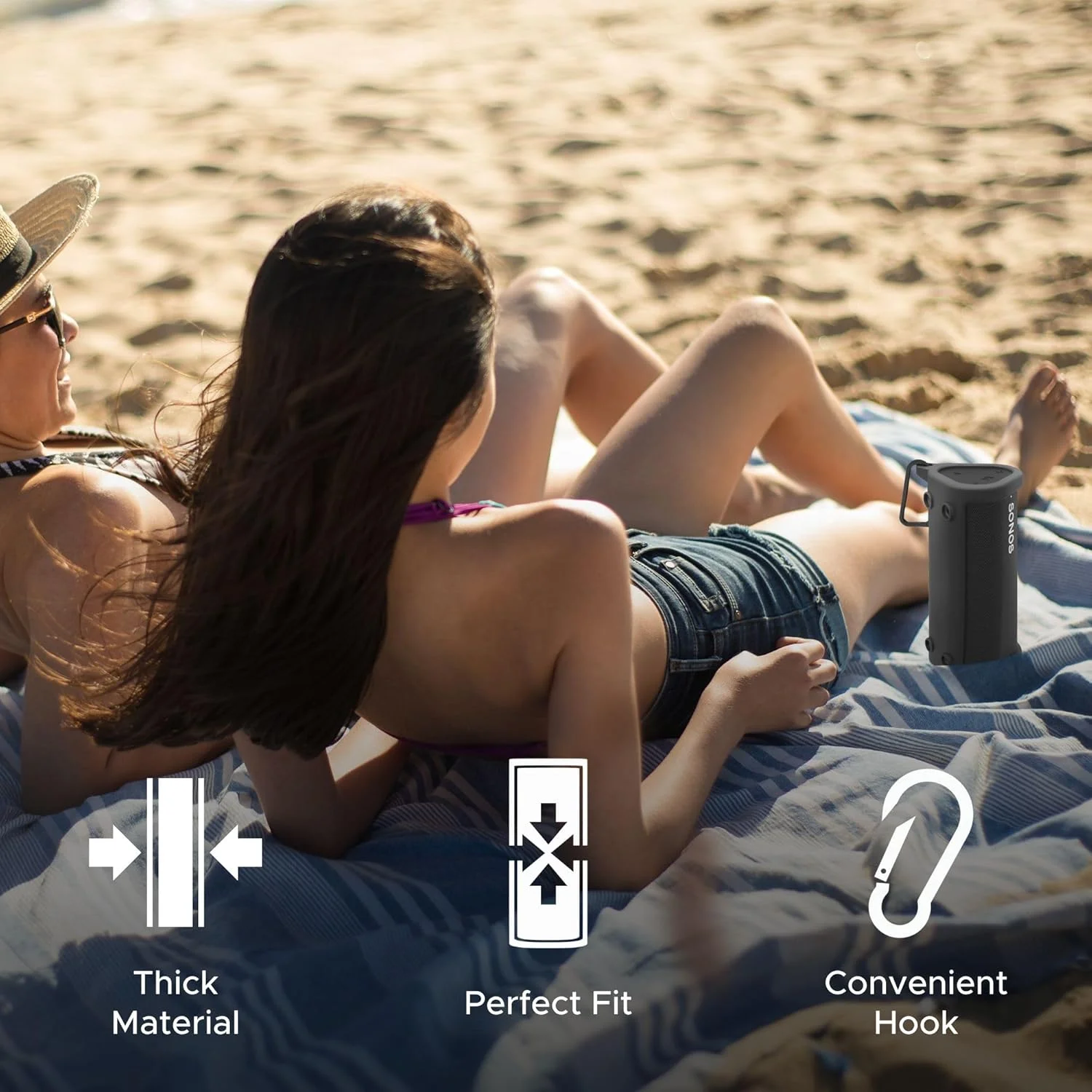 کیف سیلیکونی محافظتی سنگین برای Sonos Roam و Roam SL | مشکی | از اسپیکر بلوتوثی بی‌سیم خود با استفاده از این کاور/آستین محافظت کنید