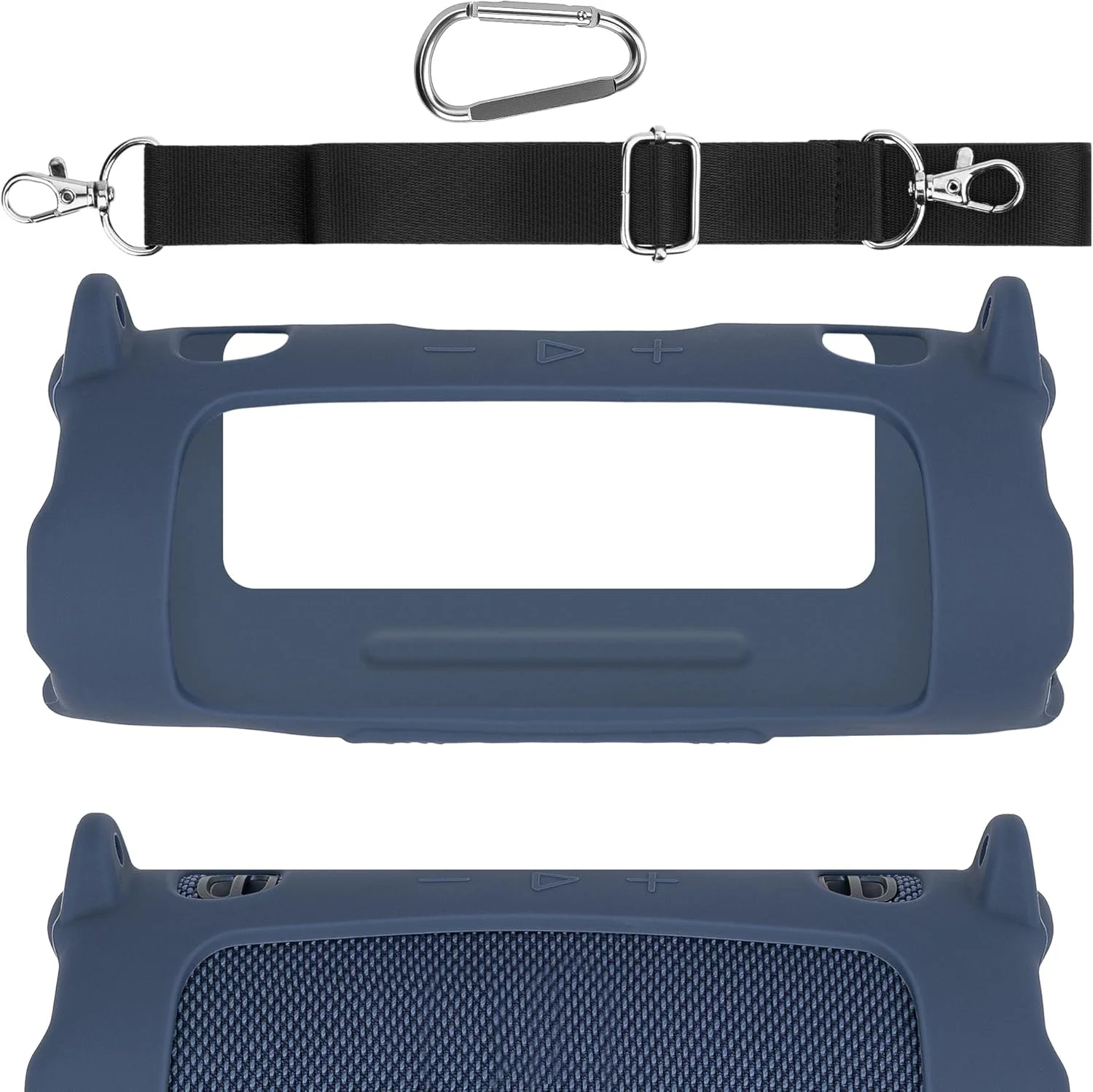 کاور سیلیکونی بلندگو Geekria سازگار با JBL Charge 6، محافظ نرم، آستین حمل قابل حمل جایگزین بلندگو با بند شانه (آبی)