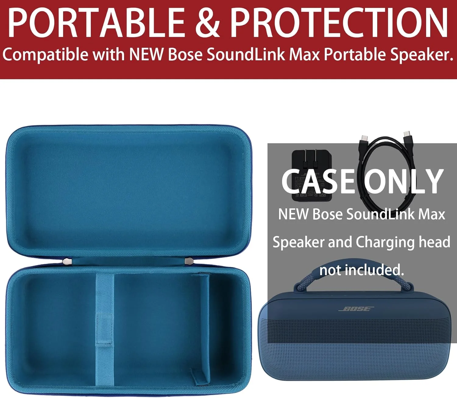 کیف حمل سخت Khanka جایگزین برای اسپیکر بلوتوثی Bose Soundlink Max، فقط کیف (آبی)