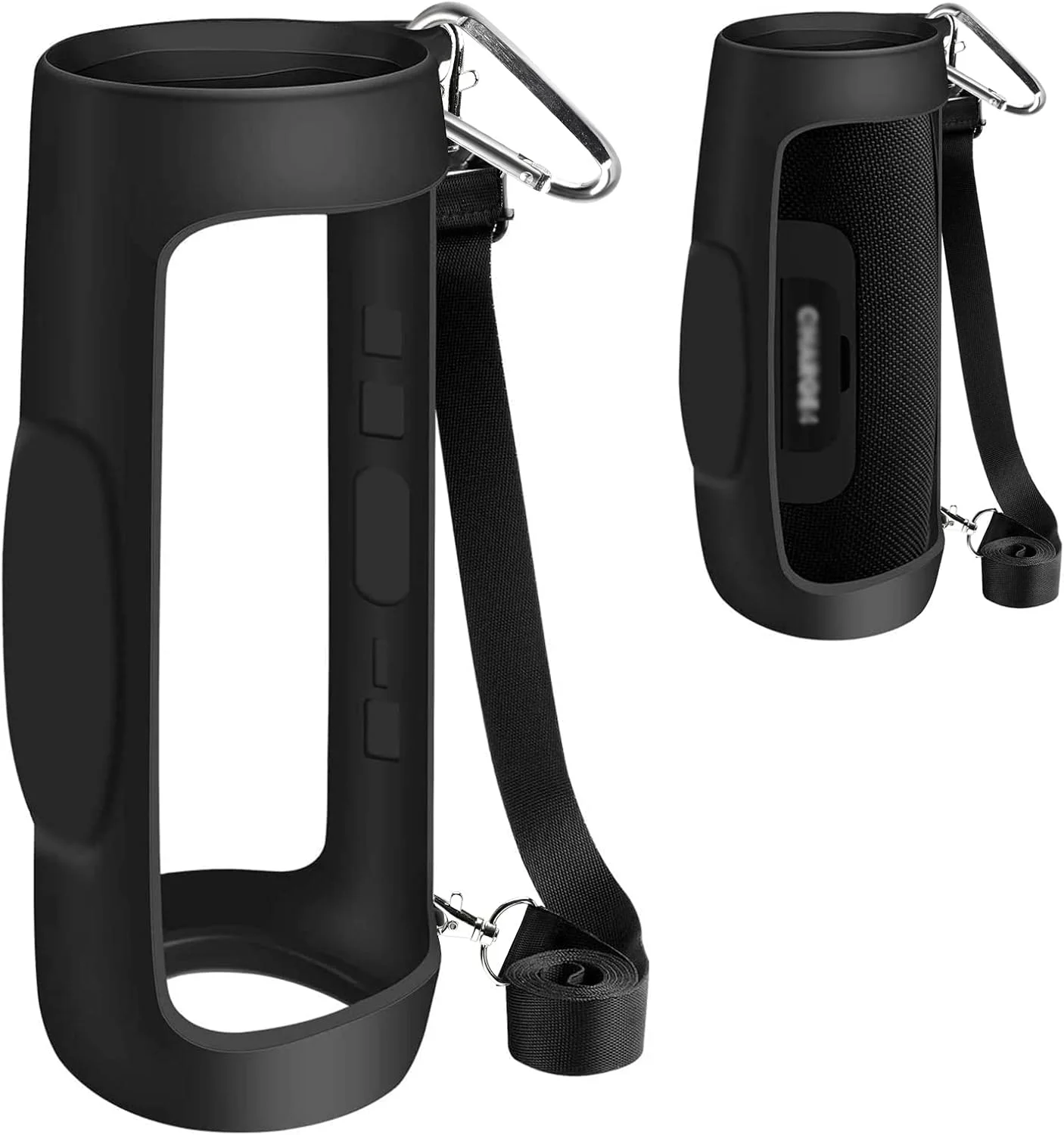 کاور سیلیکونی PAIYULE برای اسپیکر بلوتوثی بی سیم قابل حمل و ضد آب JBL Charge 4، ژل نرم مسافرتی، کیف حمل لاستیکی ضد آب با بند (مشکی)