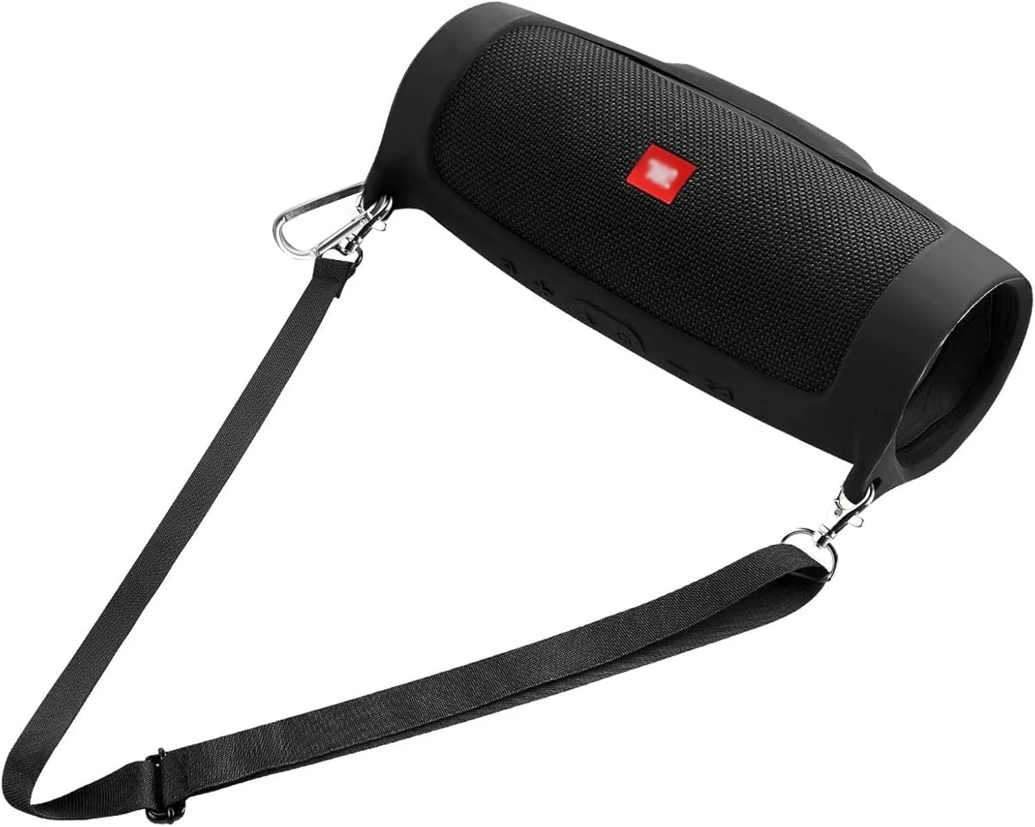 کاور سیلیکونی PAIYULE برای اسپیکر بلوتوثی بی سیم قابل حمل و ضد آب JBL Charge 4، ژل نرم مسافرتی، کیف حمل لاستیکی ضد آب با بند (مشکی)