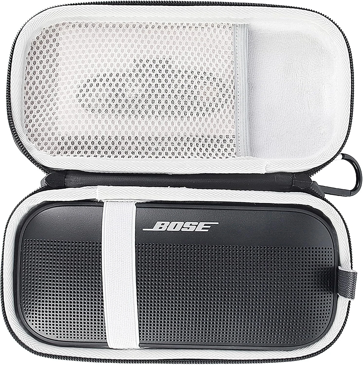 کیف سخت برای اسپیکر قابل حمل Bose SoundLink Flex با جیب توری برای کابل شارژ USB Type C کیف سخت برای اسپیکر قابل حمل Bose SoundLink Flex با جیب توری برای کابل شارژ USB Type C