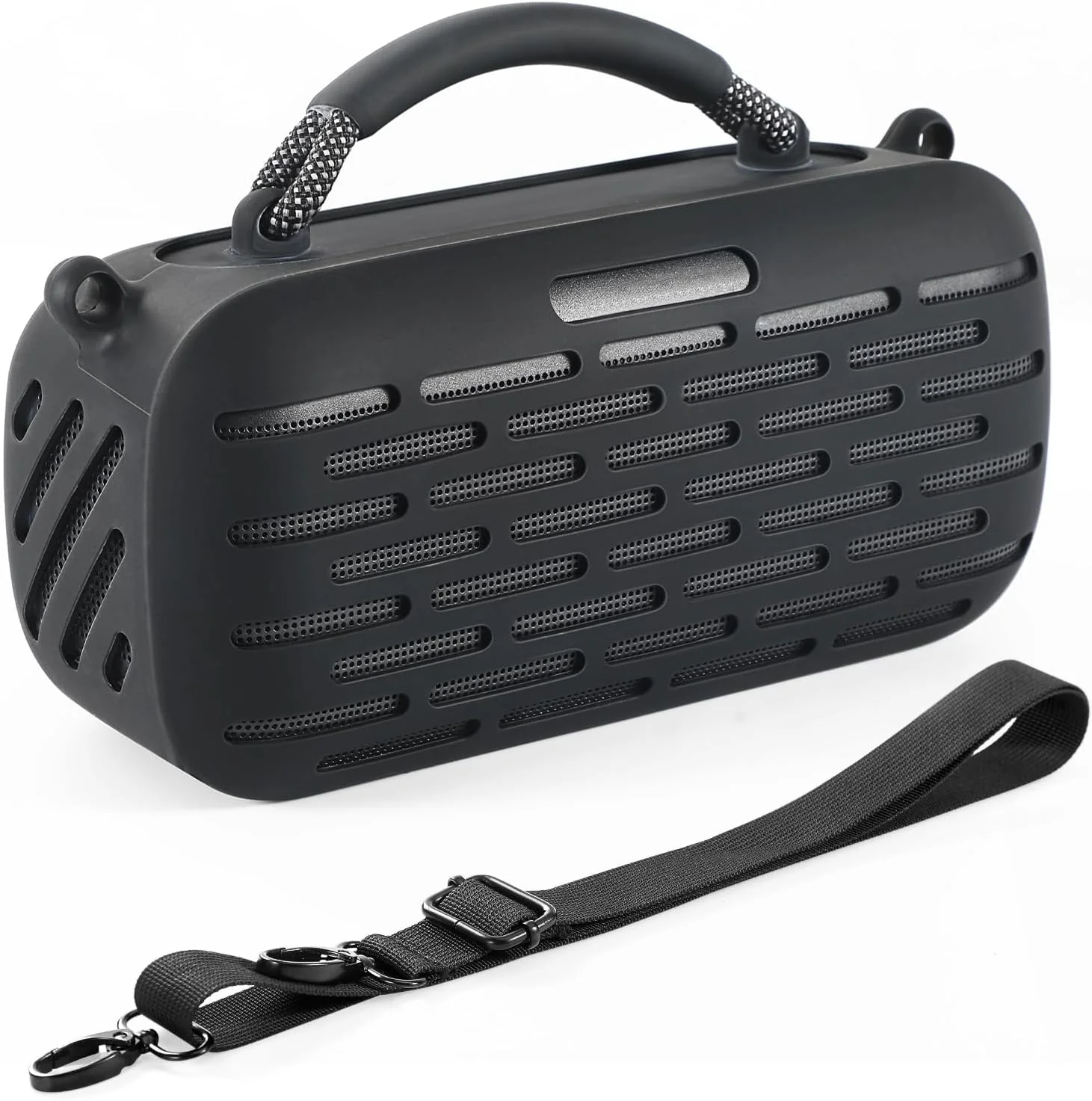 کاور سیلیکونی اسپیکر NALACAL، کاور محافظ سیلیکونی بادوام با بند شانه قابل تنظیم، مناسب برای اسپیکر قابل حمل Bose SoundLink Max، کیف مشکی برای استفاده روزانه و مسافرت