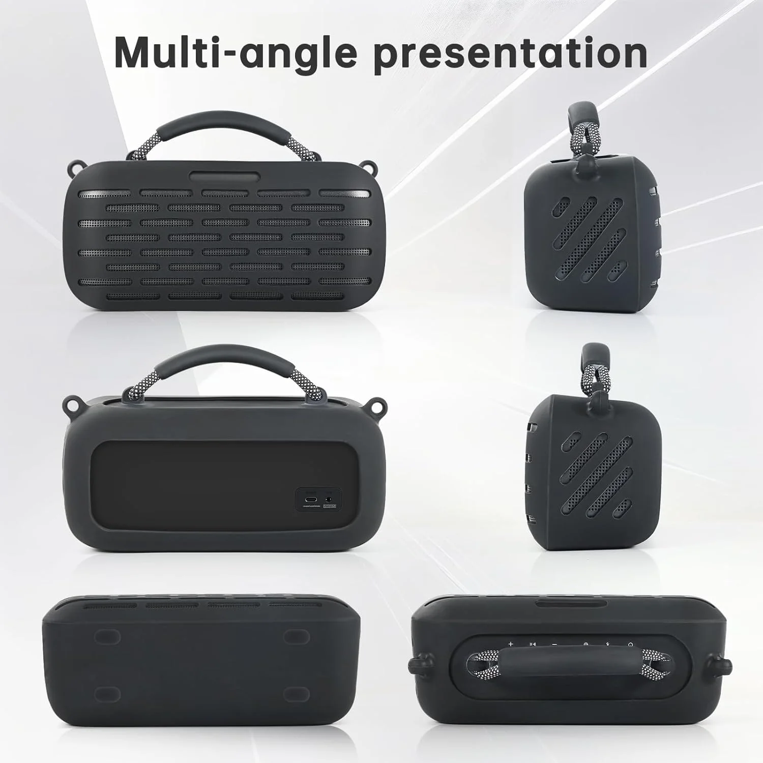 کاور سیلیکونی اسپیکر NALACAL، کاور محافظ سیلیکونی بادوام با بند شانه قابل تنظیم، مناسب برای اسپیکر قابل حمل Bose SoundLink Max، کیف مشکی برای استفاده روزانه و مسافرت