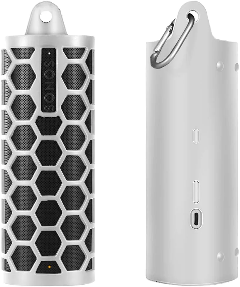 کاور محافظ سیلیکونی PISOSN سازگار با اسپیکر بلوتوثی قابل حمل Sonos Roam 2 / Sonos Roam (سفید)