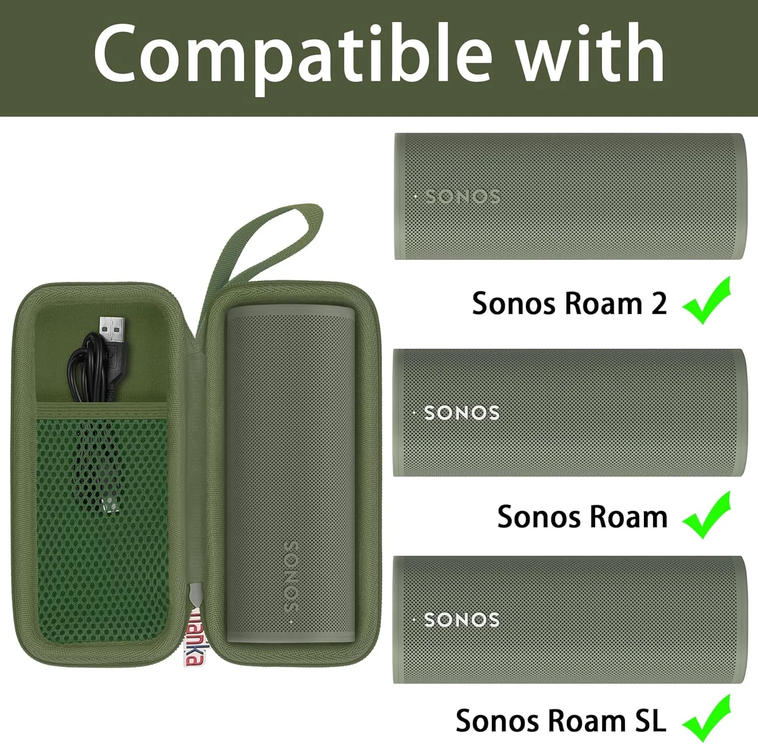 کیف حمل سخت Khanka جایگزین برای اسپیکر بلوتوثی Sonos Roam
