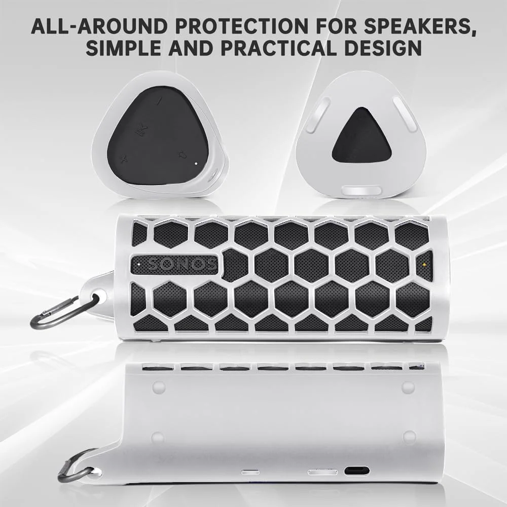 کاور محافظ سیلیکونی PISOSN سازگار با اسپیکر بلوتوثی قابل حمل Sonos Roam 2 / Sonos Roam (سفید)