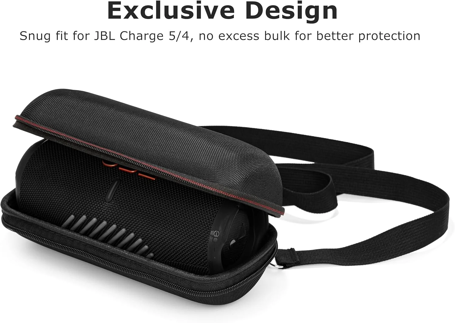 کیف حمل سخت Ginsco برای اسپیکر قابل حمل ضد آب JBL Charge 5/Charge 4، کیف مسافرتی با بند شانه قابل تنظیم و دسته ضد لغزش، کیف محافظ با طراحی مقاوم در برابر آب و ضربه