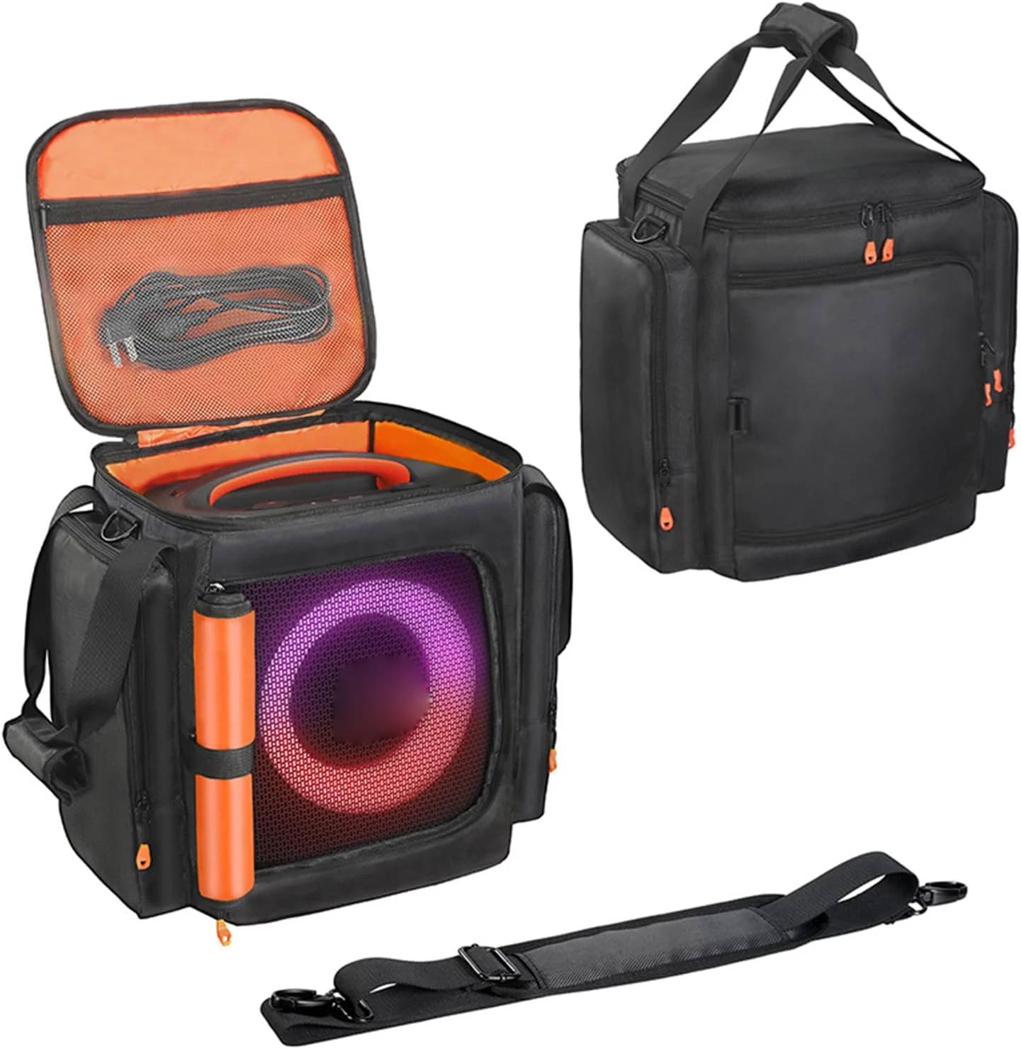کیف حمل و نقل SZZCNOX سازگار با اسپیکر قابل حمل JBL Partybox Encore Essential/Essential 2، کیف دستی مسافرتی با بند شانه و جیب برای میکروفون، شارژر، کابل و لوازم جانبی