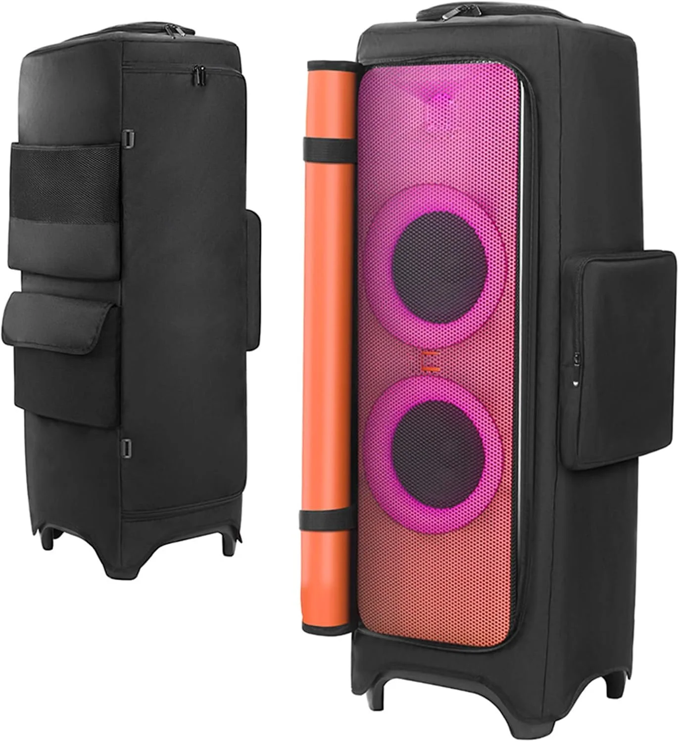 کیف حمل اسپیکر قابل حمل SZZCNOX سازگار با JBL PARTYBOX 1000، کیف مسافرتی اسپیکر مهمانی در فضای باز با جیب های متعدد برای میکروفون، شارژر، کابل و لوازم جانبی