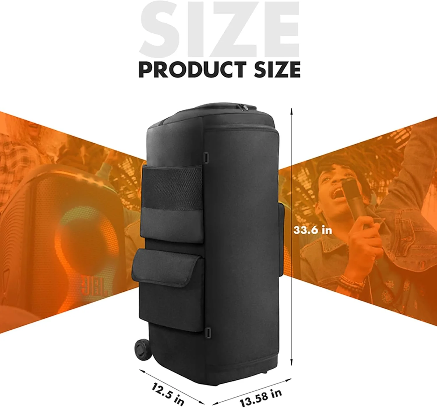 کیف حمل اسپیکر قابل حمل SZZCNOX سازگار با JBL PARTYBOX 710، کیف مسافرتی اسپیکر مهمانی در فضای باز با جیب های متعدد برای میکروفون، شارژر، کابل و لوازم جانبی