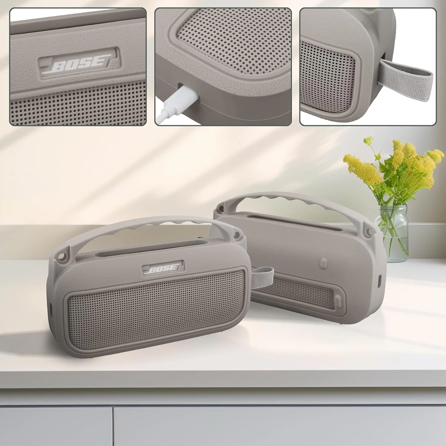 کاور سیلیکونی co2CREA برای اسپیکر بلوتوثی قابل حمل Bose SoundLink Flex (نسل دوم)، محافظ سبک وزن قابل حمل با کارابین و بند شانه (اسپیکر و لوازم جانبی شامل نمی شود)