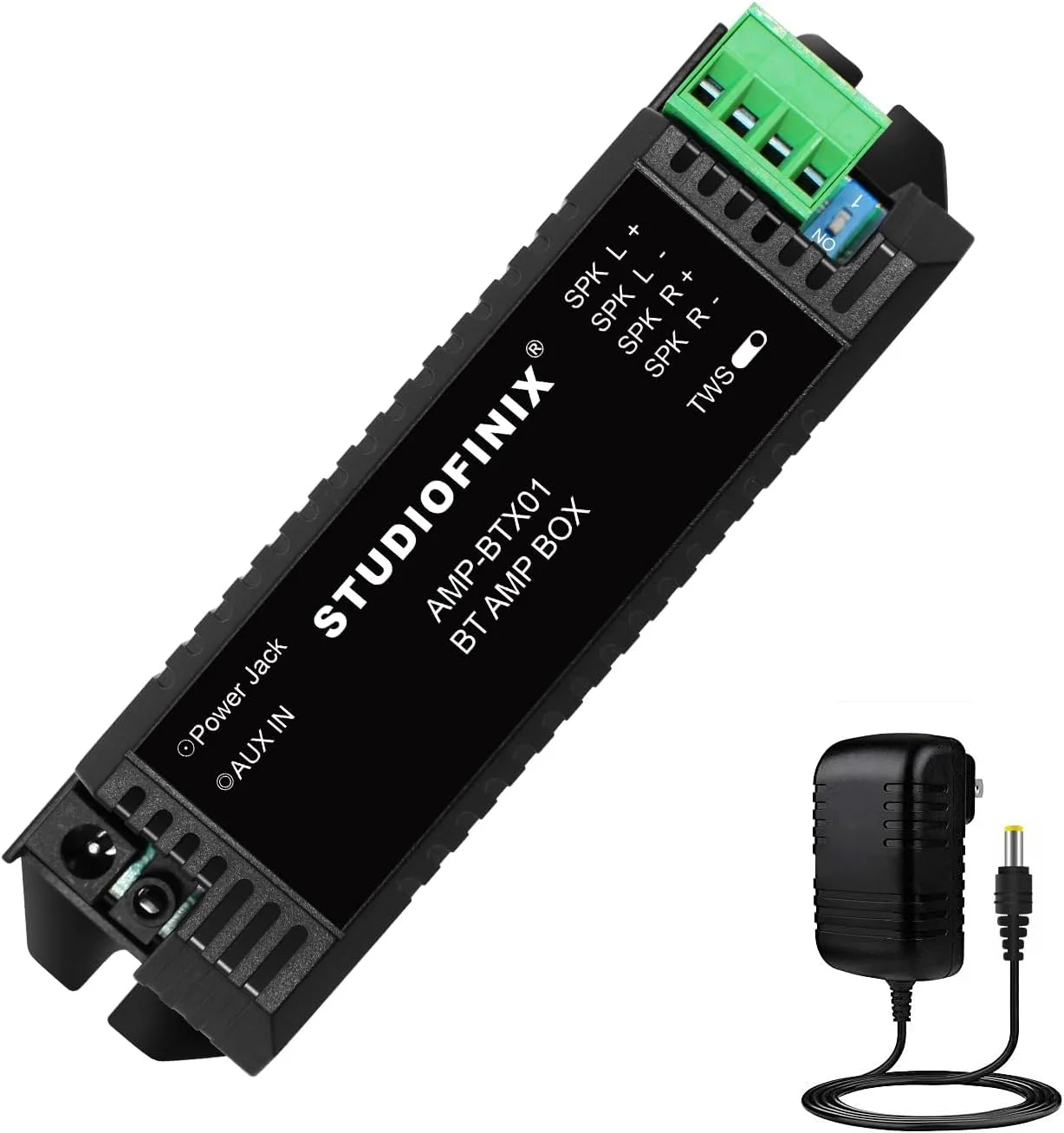 آمپلی فایر بلوتوث مینی STUODIOFINIX، 2 کانال برای بلندگوهای پسیو با TWS، AUX، قطعه جایگزین، مناسب برای بلندگوهای دیواری/ سقفی/ دریایی/ قفسه کتاب