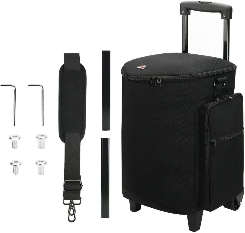 کیف حمل اسپیکر بی سیم، کیف نگهداری اسپیکر چرخ دار با چرخ، بند شانه و دسته جمع شونده کیف حمل اسپیکر بی سیم، کیف نگهداری اسپیکر چرخ دار با چرخ، بند شانه و دسته جمع شونده