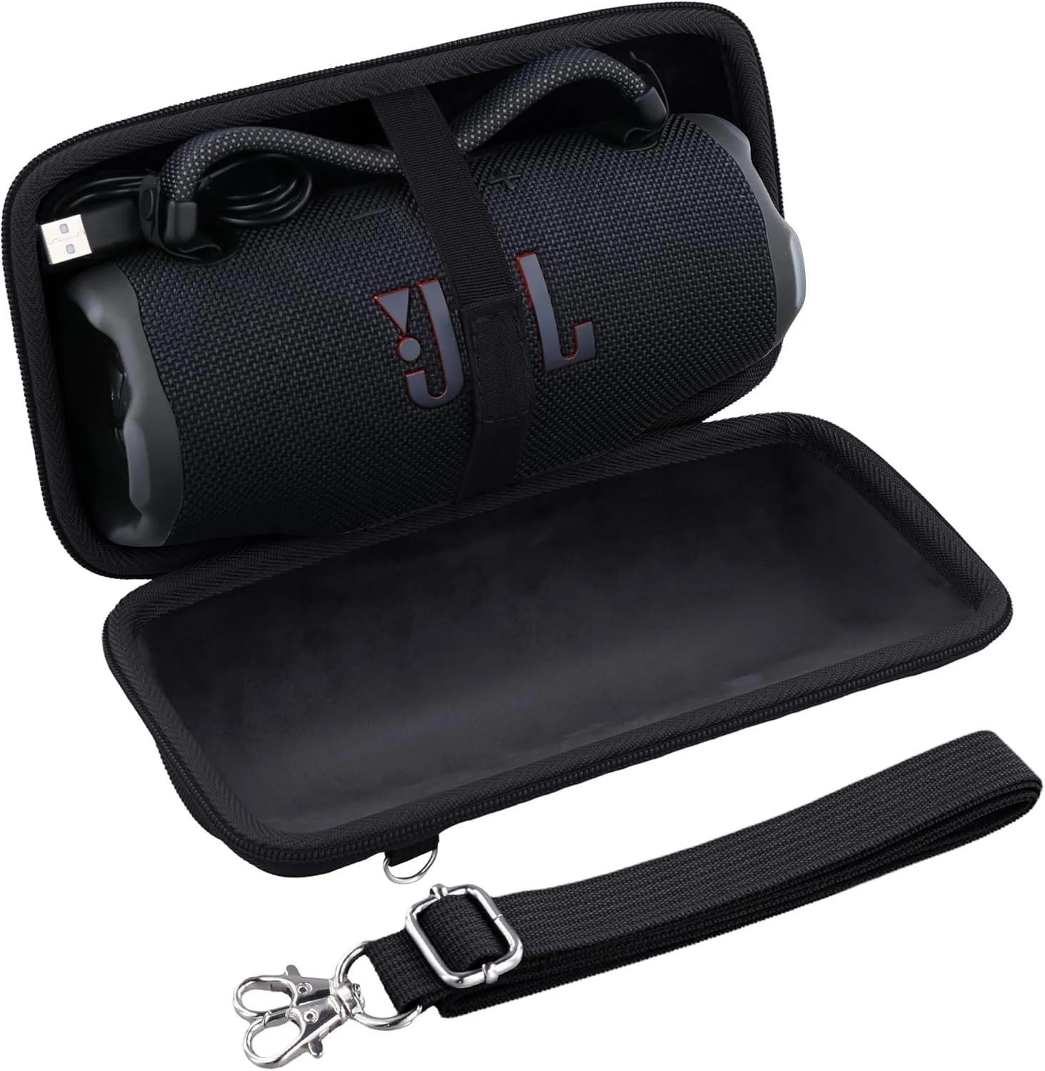 کیف هارد محافظ بلندگوی بلوتوثی قابل حمل JBL Charge6/Charge5/Charge4 مدل Khanka به همراه بند شانه، فقط کیف، مشکی، JBL Charge 6، کاربردی