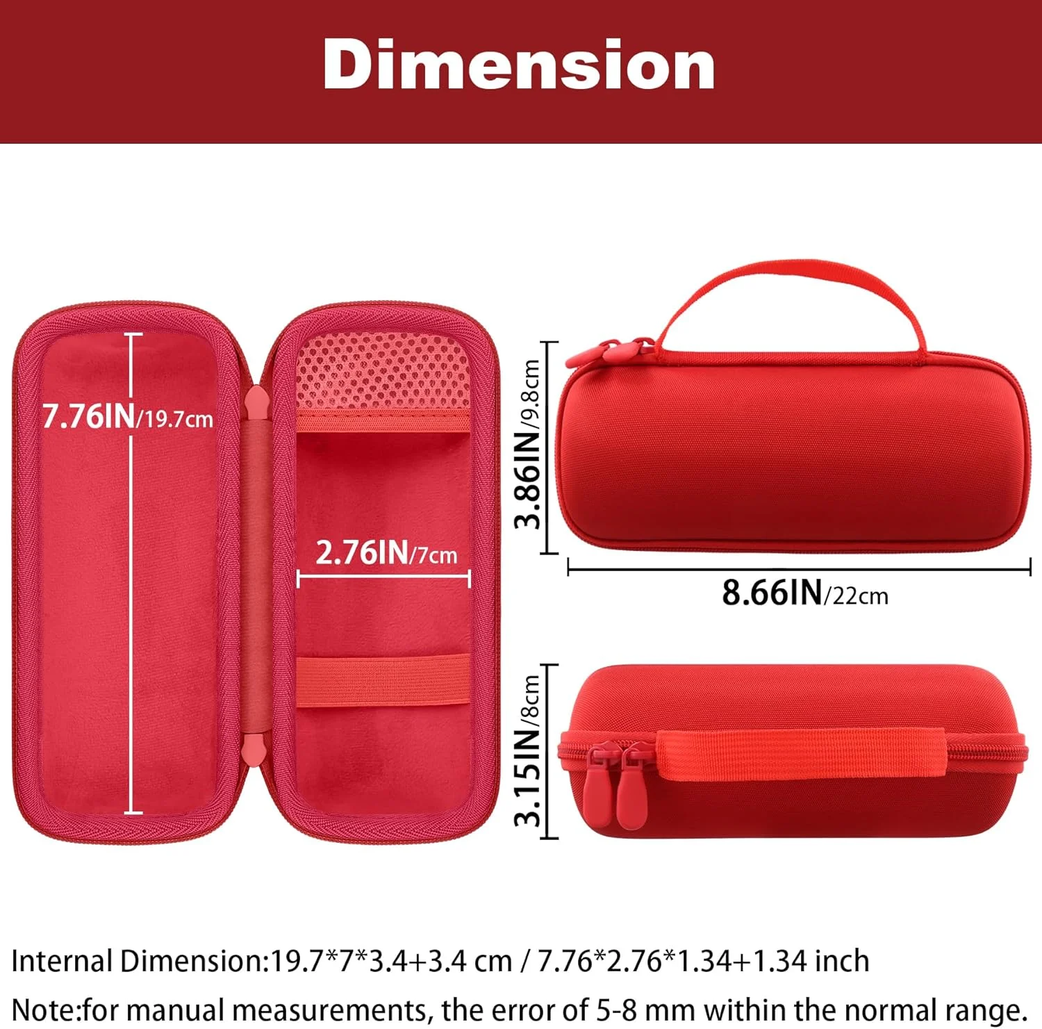 کیف سخت Khanka برای اسپیکر بلوتوث JBL Grip، کیف حمل و نگهداری مسافرتی برای اسپیکر بلوتوث جمع و جور JBL Grip با کارابین، فقط کیف (قرمز)