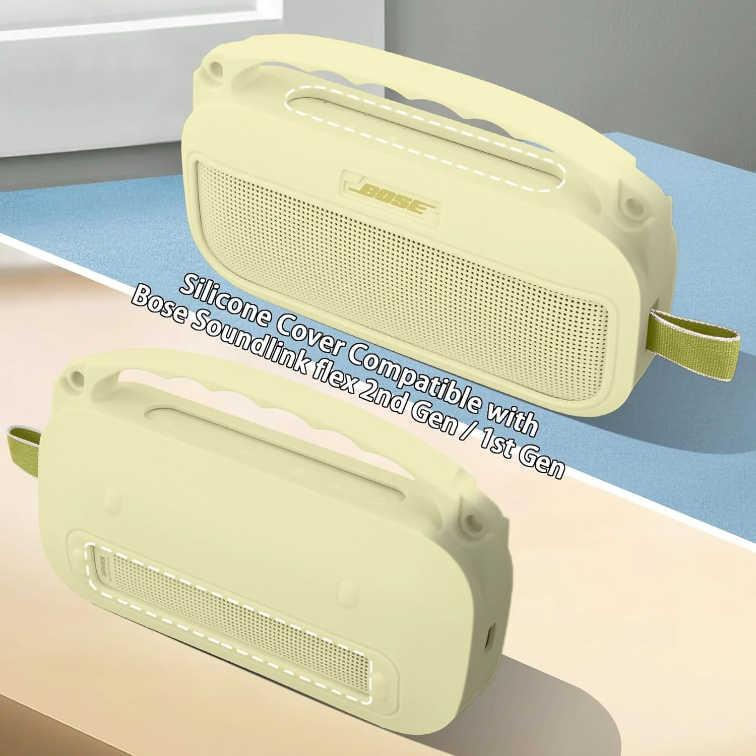 کیف سخت مسافرتی و کاور سیلیکونی co2CREA برای اسپیکر Bose SoundLink Flex (نسل دوم)، کیف محافظ با کارابین و بند شانه