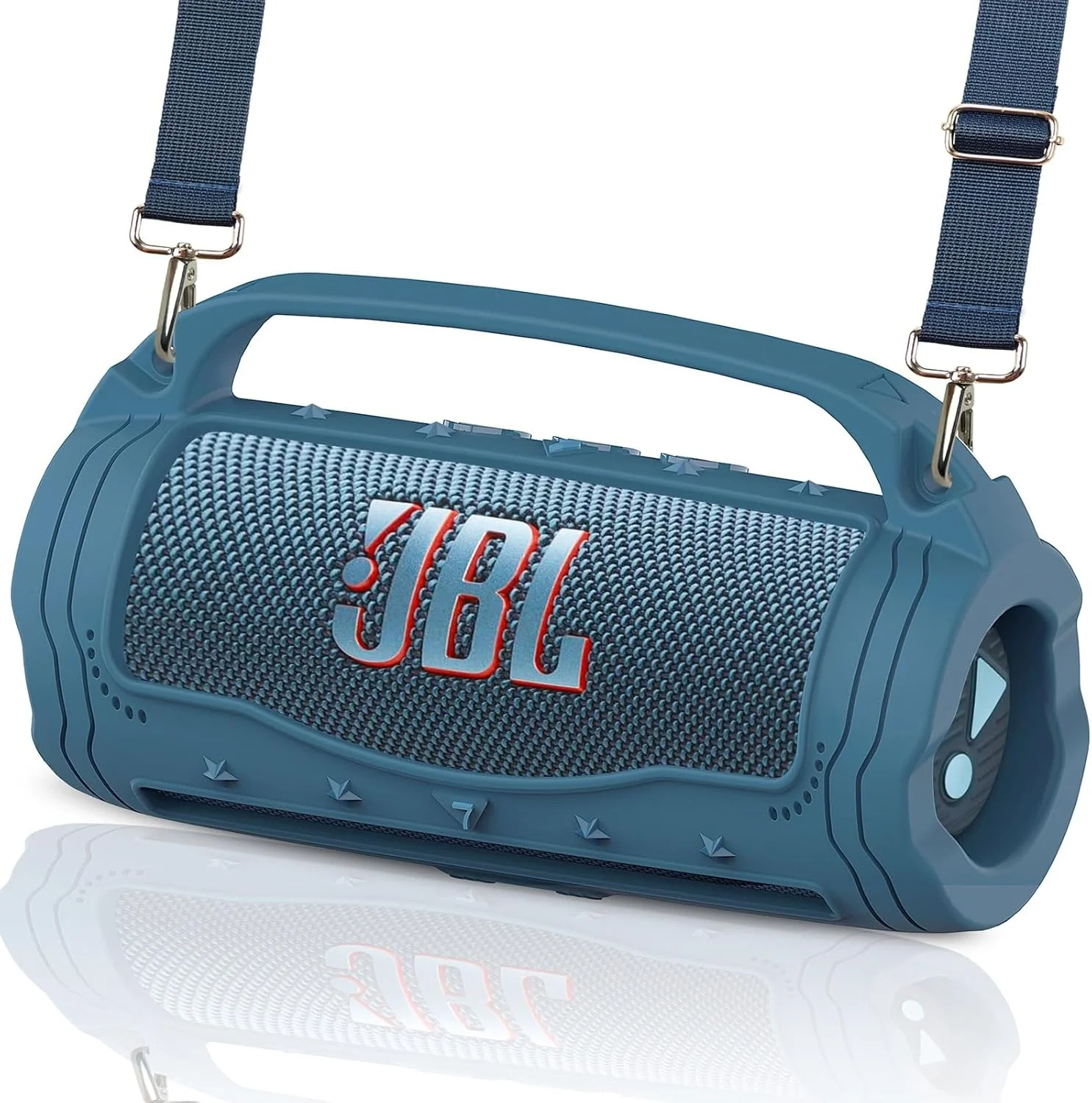 کیف محافظ سیلیکونی BCWEGION برای اسپیکر JBL Flip 7، کیف ضد ضربه با بند شانه و بند قابل جدا شدن، فقط کیف، بدون اسپیکر (آبی)