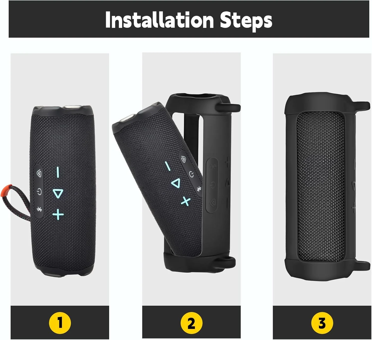 کیف سیلیکونی Boobowl سازگار با اسپیکر بلوتوثی JBL FLIP 7، کاور قابل حمل برای اسپیکر بی‌سیم JBL، کیف حمل مسافرتی با بند شانه جداشدنی (فقط جعبه) - مشکی