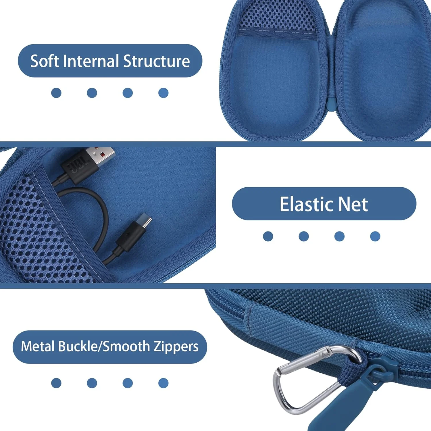 کیف حمل محافظتی Aenllosi سازگار با اسپیکر بلوتوثی بی سیم فوق العاده قابل حمل JBL Clip 5 (فقط کیف) (آبی)