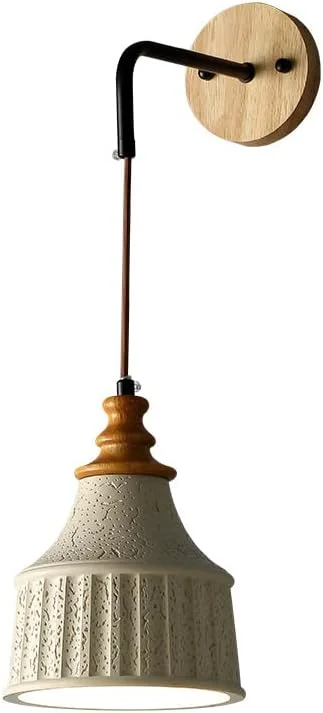 چراغ دیواری سیمانی رترو RXPVUXE، چراغ دیواری داخلی به سبک Wabi Sabi، چراغ روشنایی هنری چوبی جامد به سبک ژاپنی، چراغ دیواری سنگی روستایی برای اتاق خواب، کنار تخت، اتاق نشیمن، راهرو