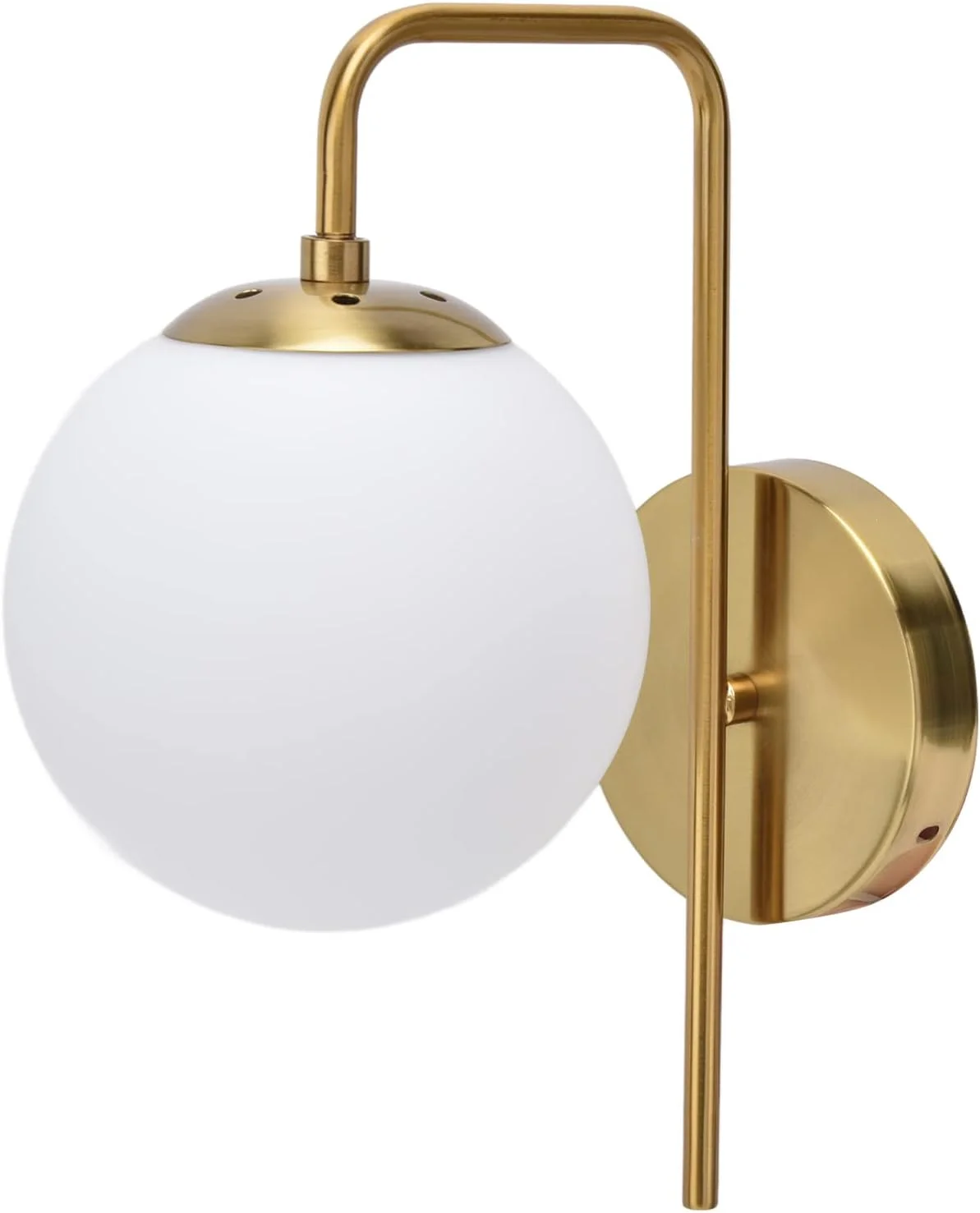 چراغ دیواری LED گوی شیشه ای نوردیک با بافت مات، چراغ دیواری گرد اتاق خواب 30.5 سانتی متر 110-240 ولت، چراغ دیواری