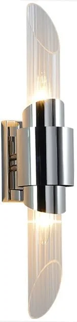 چراغ دیواری مدرن شیشه ای لوله ای بلند، چراغ های روشنایی داخلی بالا و پایین برای حمام، کروم طلایی 2 چراغ، لامپ خطی نصب شده روی دیوار شیشه ای، کروم