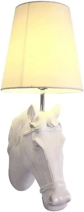 چراغ دیواری LED MJUOIO، مدل نوردیک، ساخته شده از رزین و پارچه، با طراحی خلاقانه سر اسب، چراغ دیواری مدرن و ساده با بدنه فلزی، مناسب برای اتاق هتل، رستوران، دفتر کار، اتاق نشیمن، راهرو و ویلا