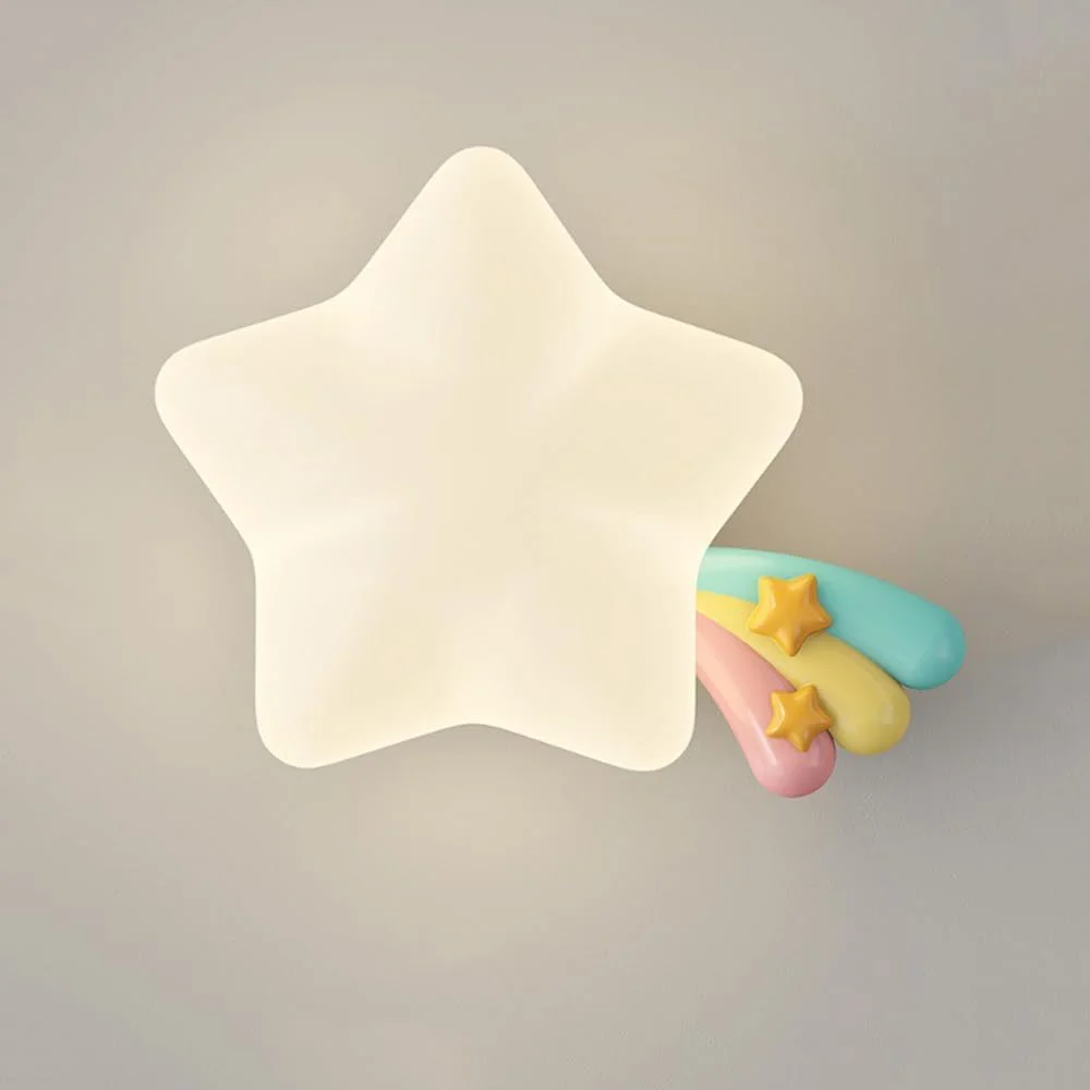 چراغ دیواری مدرن LED اتاق کودک RXPVUXE، چراغ دیواری طرح ستاره کارتونی 18 وات سفید، چراغ دیواری سیمی کشی شده مدرن، 3000K/4000K/6000K قابل تنظیم، دکوراسیون خلاقانه اتاق خواب کودکان