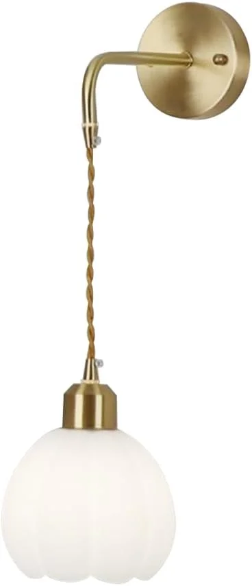 چراغ دیواری کدو تنبل، چراغ دیواری فلزی D با آباژور توپی شیشه ای، چراغ های دیواری کنار تخت، چراغ روشنایی E27، شمعدان دیواری تزئینی خانه های روستایی، چراغ های دیواری صنعتی یکپارچهسازی با سیستمعامل/B