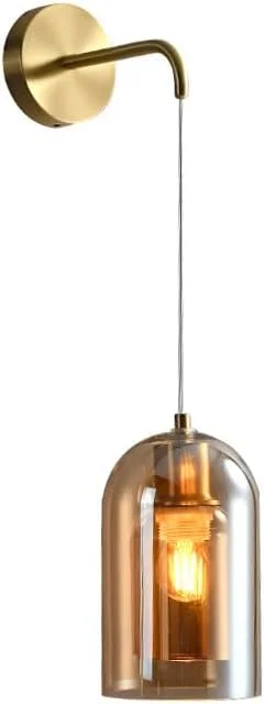 چراغ دیواری گردن غازی مشکی، سبک صنعتی، روستایی، دیوارکوب، چراغ دیواری شیشه ای دودی کهربایی، نصب دیواری مدرن اواسط قرن برای اتاق خواب، آشپزخانه، اتاق نشیمن، ایوان / کهربایی