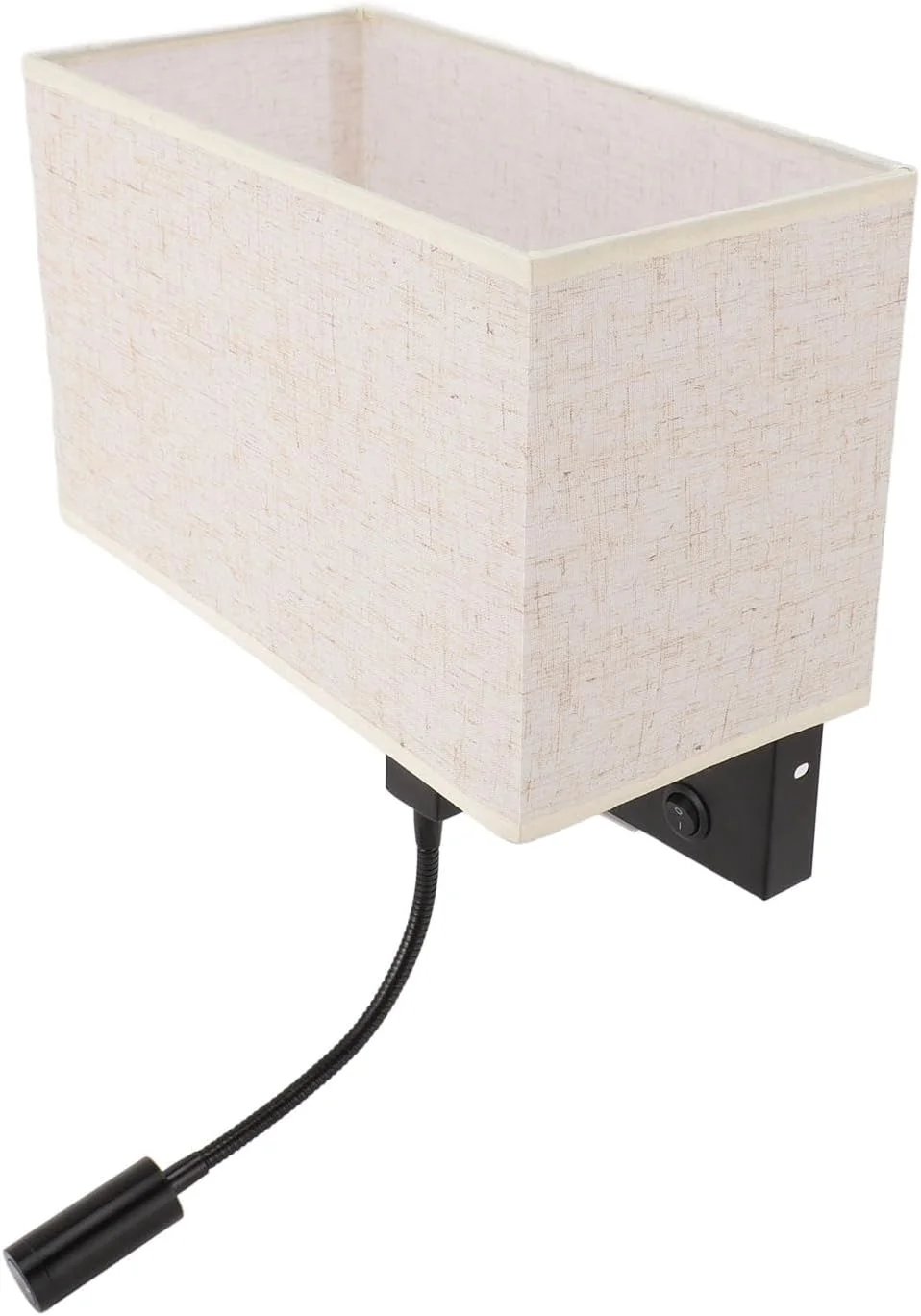 چراغ دیواری LED با آبکاری آهن مشکی و کلاهک پارچه ای کتانی، مناسب اتاق خواب، نشیمن، هتل و راهرو