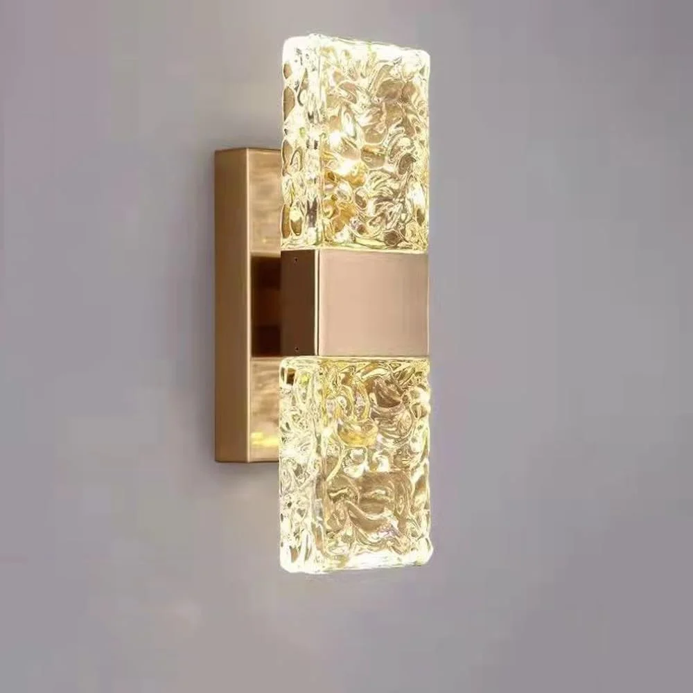 چراغ دیواری کریستالی LED مدل Gold Water، قابل تنظیم نور، 3000K-6000K، مناسب اتاق خواب، حمام، میز آرایش، چراغ خطی بلند راهرو، کنار تخت، اتاق نشیمن، رستوران، کروم مشکی/D