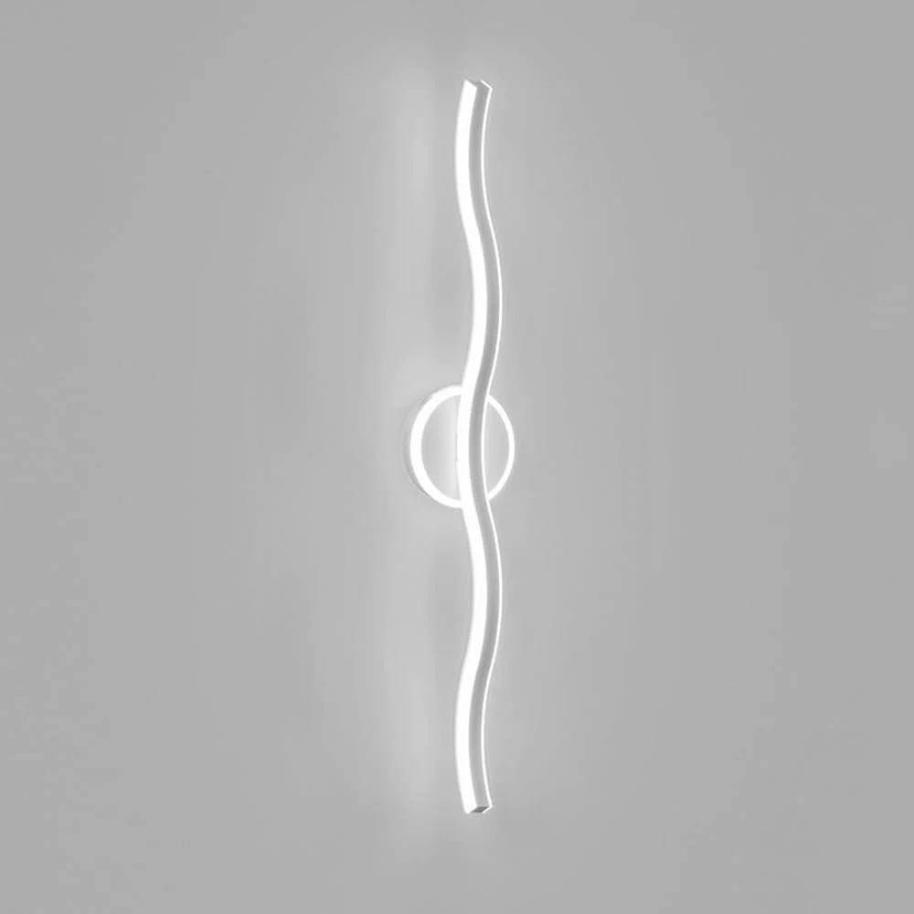 چراغ دیواری خطی ساده RXPVUXE مدرن 40/80 سانتی متری، چراغ دیواری LED آلومینیومی موجی، سایه آکریلیک، روشنایی روشویی حمام مشکی/سفید مینیمالیستی L، سفید-6000k-80cm