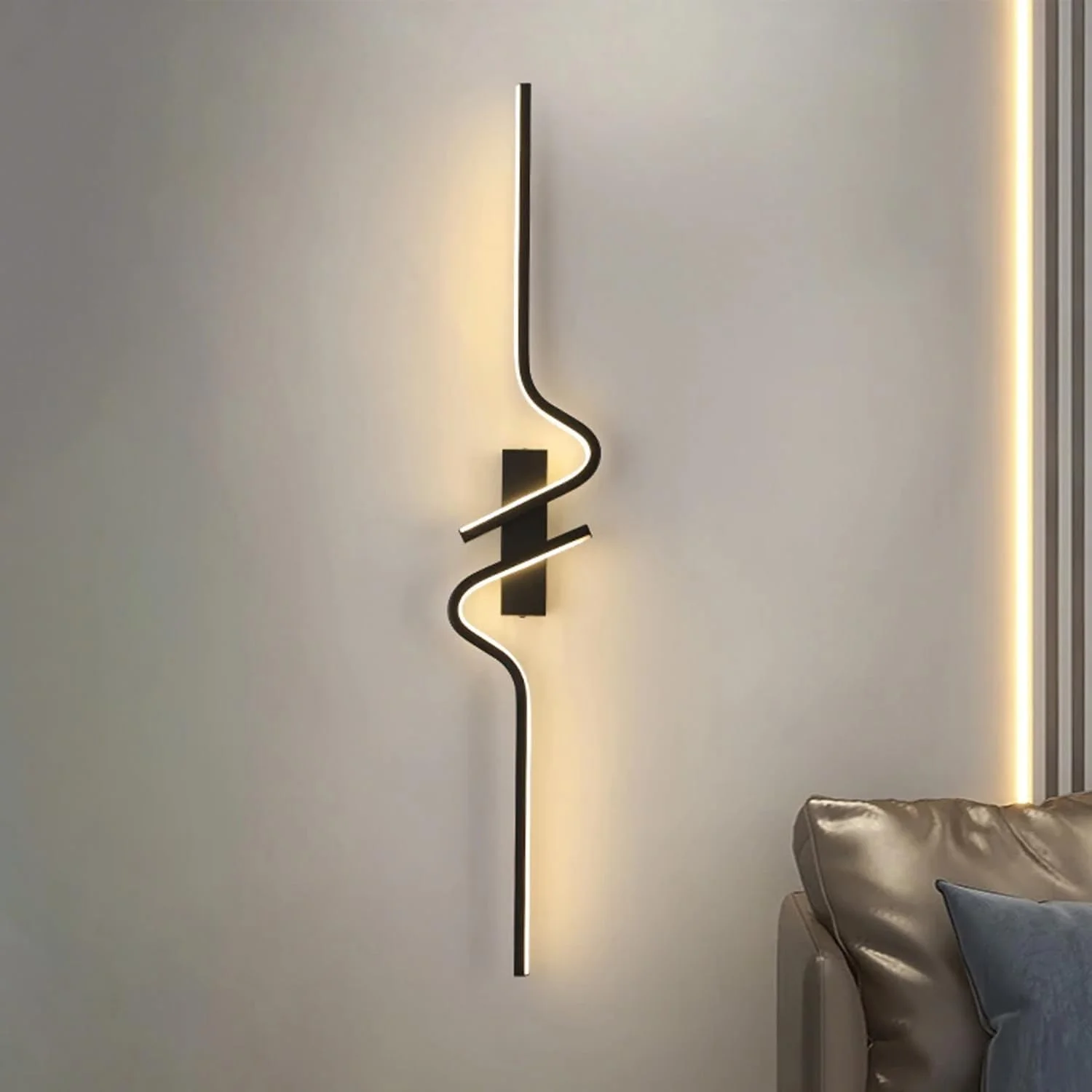 چراغ دیواری مدرن (نور سه رنگ - 100 سانتی متر - راست) لوازم خانگی سبک نوردیک لومن بلند دکوراسیون منزل اتاق خواب اتاق غذاخوری دیوار تلویزیون چراغ روشنایی، چراغ دیواری