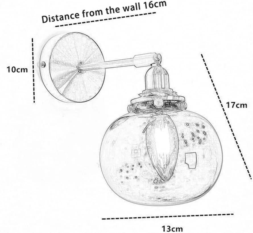 چراغ دیواری صنعتی وینتیج، چراغ های دیواری کنار تختی روستایی با شیشه کهربایی آبی سبز، چراغ دیواری حمام برای اتاق خواب، اتاق نشیمن، راهرو، ایوان داخلی/آبی K