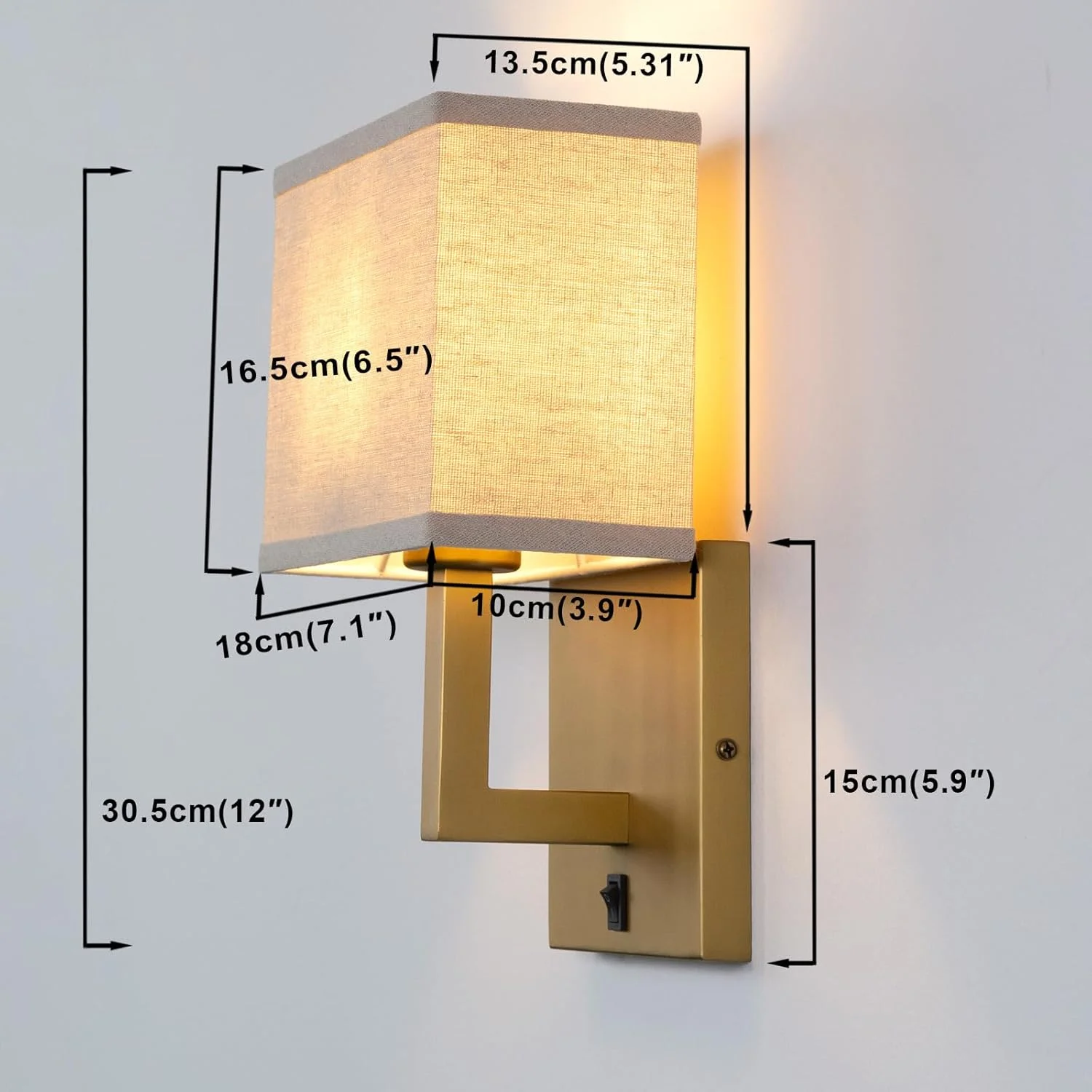 چراغ دیواری صنعتی وینتیج Permo، ست 2 عددی، چراغ خواب دیواری داخلی با سایه پارچه ای مربعی و کلید روشن/خاموش برای اتاق خواب، کنار تخت، مطالعه، اتاق نشیمن (برنجی عتیقه) چراغ دیواری صنعتی وینتیج Permo، ست 2 عددی، چراغ خواب دیواری داخلی با سایه پارچه ای مربعی و کلید روشن/خاموش برای اتاق خواب، کنار تخت، مطالعه، اتاق نشیمن (برنجی عتیقه)