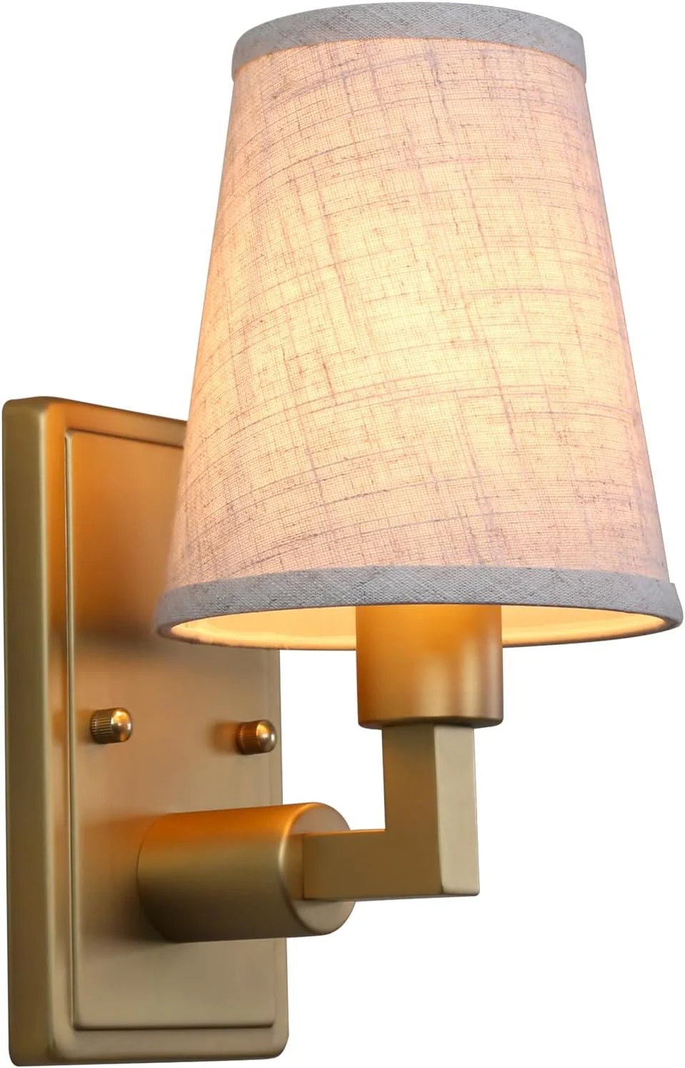 چراغ دیواری صنعتی و قدیمی Permo، چراغ دیواری داخلی با سایه پارچه ای قیفی شکل، چراغ کنار تختی برای اتاق خواب، کنار تخت، اتاق نشیمن (کتانی)