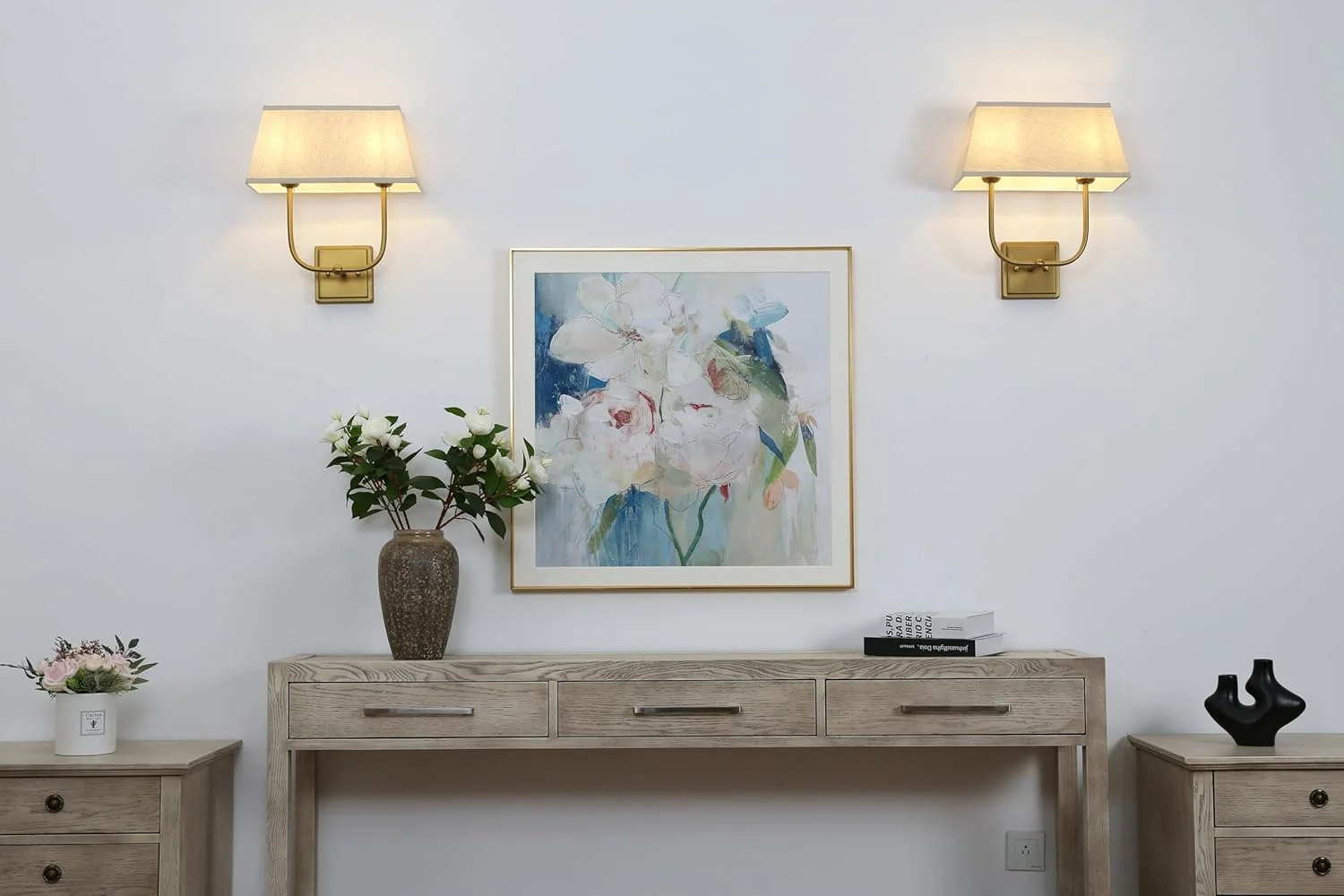 چراغ دیواری داخلی پرمو، شمعدان دو چراغ، چراغ دیواری صنعتی وینتیج با سایه پارچه ای کتانی برای اتاق خواب، کنار تخت، اتاق نشیمن (آنتیک)