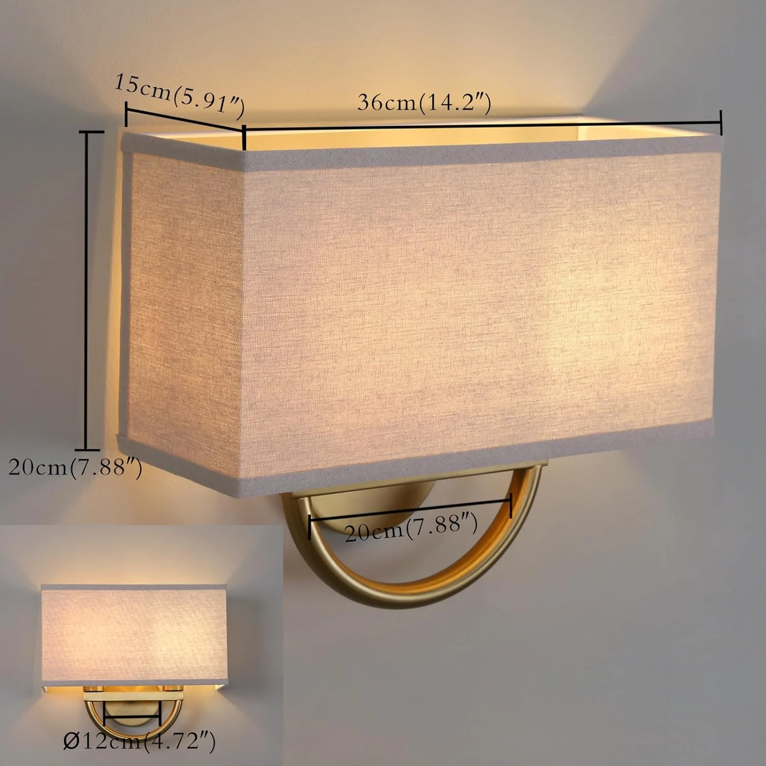 چراغ دیواری دو شاخه پرمو با سبک صنعتی و قدیمی، مناسب برای کنار تخت، اتاق خواب، نشیمن و غذاخوری، دارای سایه بان پارچه ای مربعی