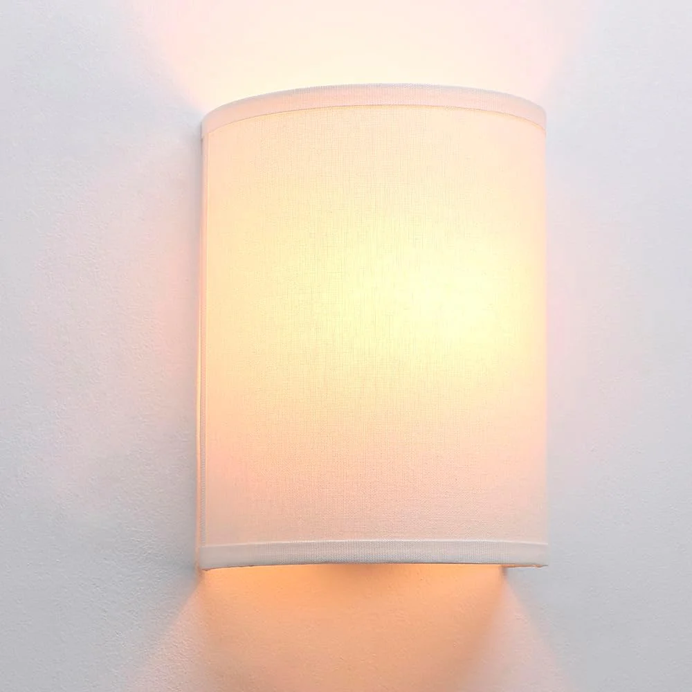 چراغ دیواری تکی پرمو با سبک صنعتی و قدیمی، مناسب کنار تخت، چراغ خواب، با سایه پارچه ای نیم استوانه ای، مناسب برای مطالعه، اتاق خواب، اتاق نشیمن، اتاق غذاخوری و هتل (سفید)