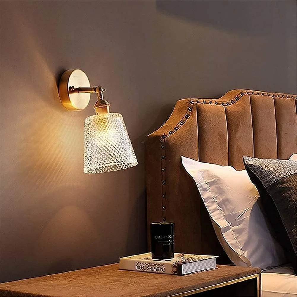 چراغ دیواری ساده مدرن صنعتی وینتیج قابل تنظیم با حباب شیشه ای، چراغ دیواری E27، روشنایی آینه روشویی برای دکوراسیون کنار تخت اتاق خواب بار