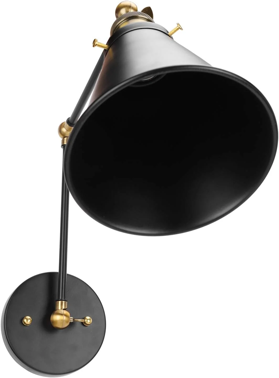 چراغ دیواری بازویی چرخشی صنعتی وینتیج، چراغ مطالعه کنار تخت، بازوی قابل تنظیم، سبک وینتیج، مشکی