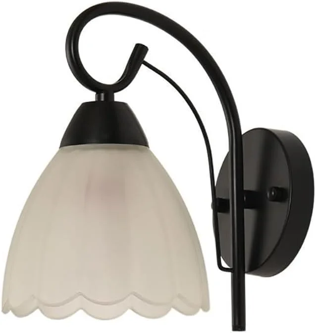 چراغ دیواری مشکی، سبک صنعتی و قدیمی، تک لامپ، چراغ دیواری روستیک با شیشه شفاف طرح گل 5.5 اینچی، چراغ دیواری برای اتاق نشیمن، اتاق خواب، راهرو، سرسرا، اتاق مطالعه