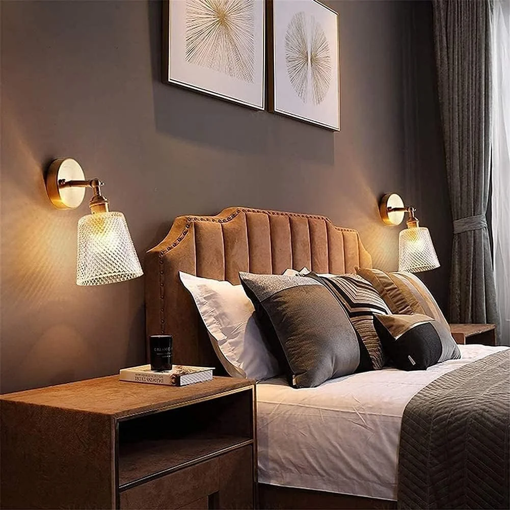 چراغ دیواری ساده مدرن صنعتی وینتیج قابل تنظیم با حباب شیشه ای، چراغ دیواری E27، روشنایی آینه روشویی برای دکوراسیون کنار تخت اتاق خواب بار