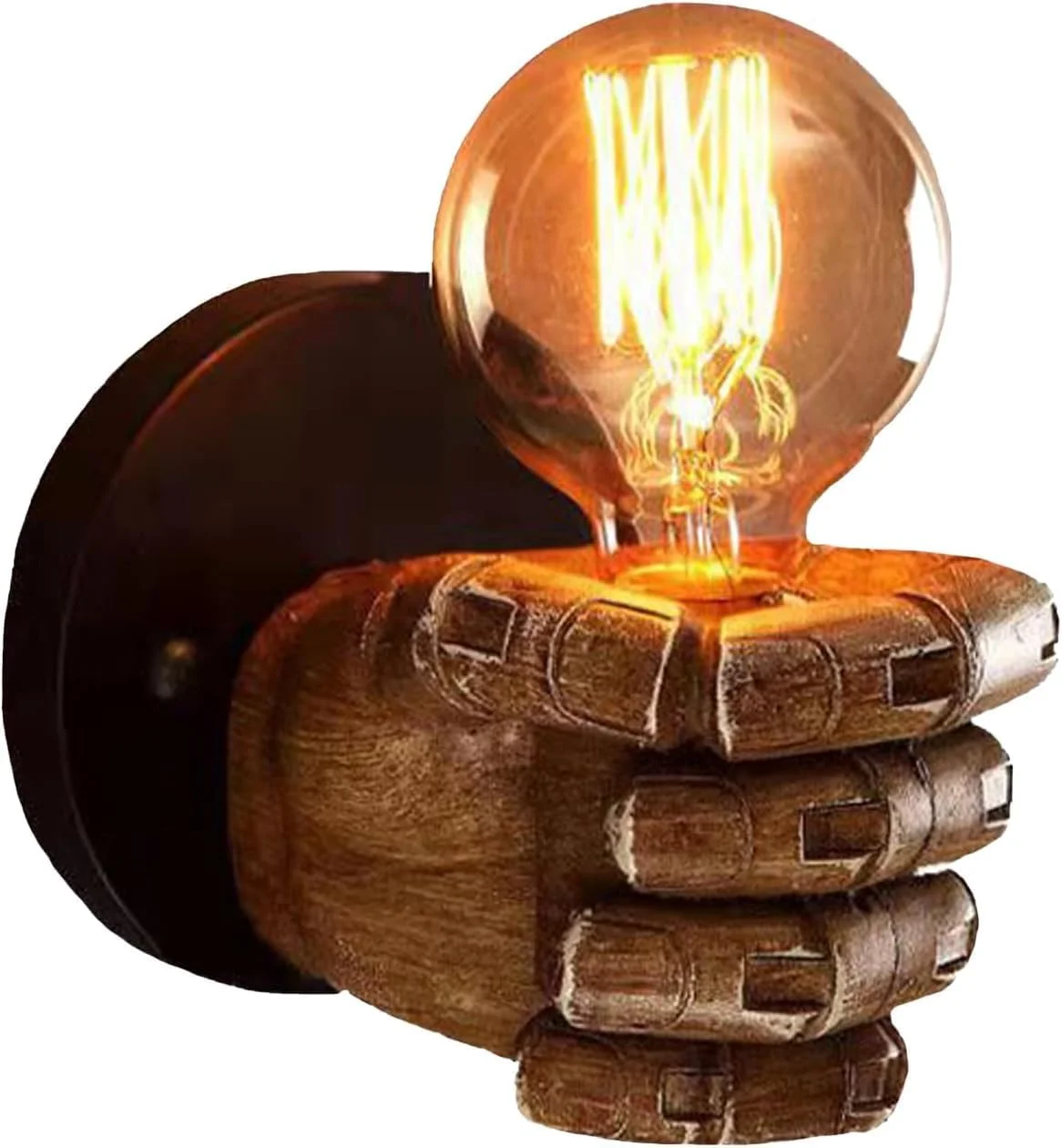 چراغ دیواری شمعدانی قدیمی، چراغ دیواری رزینی E27، چراغ دیواری صنعتی با طرح خلاقانه مشت برای اتاق نشیمن، اتاق خواب، حمام، چراغ های دیواری دکوراتیو (کلاس انرژی F، بدون لامپ)